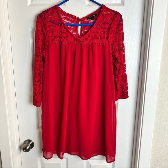 As U Wish Burgundy Lacey Baby Doll Dress. Sz.L - Picture 1 of 6